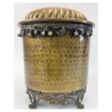 Hammered Brass Oval Box With Ornate Lid