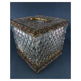 Vintage Glass & Brass Tissue Box Cover