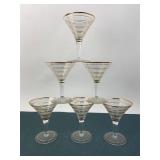 6 MCM Hollywood Regency Martini Glasses