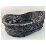 Wicker Basket With Wood Base