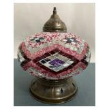 Turkish Mosaic Glass & Brass Table Lamp