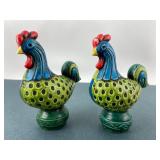 MCM Ardco Ceramic Rooster Candle Holders