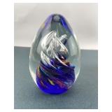 Art Glass Cased Helix Swirl Paperweight