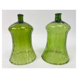 Green Glass Handblown Bottles