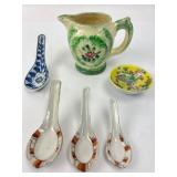 Japanese Pitcher & Ceramic Spoons Set