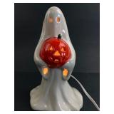 Ceramic Ghost With Pumpkin Lamp