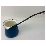 Blue Enamel Turkish Coffee Pot With Long Handle