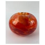 Vintage Handblown Orange Swirl Glass Votive