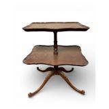 Two-Tier Wood Side Table With Carved Legs