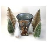 Christmas Decor Set W/ Bucket & Trees