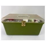 Green Sewing Box With Supplies