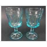 Blue Pressed Glass Goblets