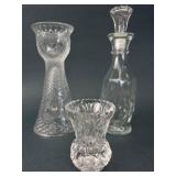 Cut Glass Vase, Decanter & Toothpick Holder