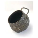 Middle Eastern Silver Plate Hand-Tooled Pot