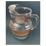 Glass Pitcher With Multicolor Stripes