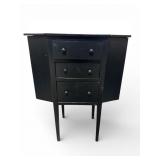 Black Wooden Sewing Cabinet With Drawers