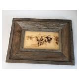 Pyrography By Kincaid Of Longhorns In Rustic Frame