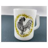 Rare Vintage Federal Glass Rooster Milk Glass Mug