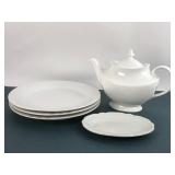 O.P. Co. Syracuse China Tea Set & Plates
