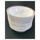 14 White Bowls With Red Trim