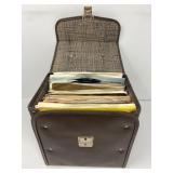 Brown Vinyl Record Case With 45 RPM Records