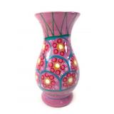 Guerrero Mexico Hand-Painted Pink Ceramic Vase