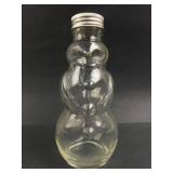 Glass Snowman Bottle With Metal Lid