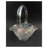 Iridescent Glass Basket With Handle