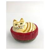 Sudha Lacquered Paper Mache Cat Trinket Box