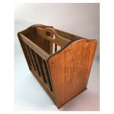 Wooden Magazine Rack With Handle & Spindles