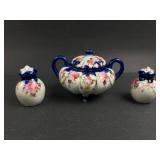Hand-Painted Sugar Bowl & Shakers Set
