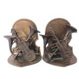 Brass Musical Instrument Bookends