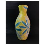 Yellow & Blue Floral Ceramic Vase 13ï¿½ Tall