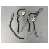 4 Bolo Ties With Various Designs + 1