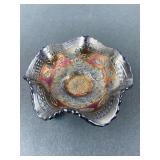 Fenton Carnival Glass Bowl With Floral Design