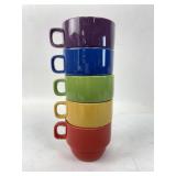 5 Multicolor Stacking Ceramic Mugs