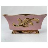 Vintage Pink & Gold Ceramic Planter