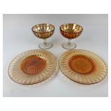 Carnival Glass Plates & Sherbet Dishes Set