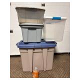 Stack Of Plastic Storage Bins With Lids