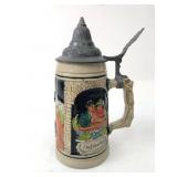 German DBGM Ceramic & Pewter Beer Stein