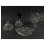 Glass Creamer, Trinket Dish & Perfume Bottles