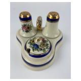 Hand-Painted Floral Porcelain Salt & Pepper Set