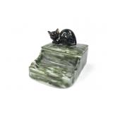 Vintage Black Cat Ceramic Trinket Box And Dish