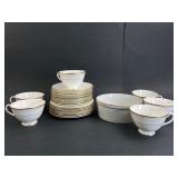 23 Piece Gold Rimmed Porcelain Dish Set
