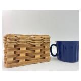 Rustic Basket & Navy Mug Set