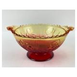 Jeanette Glass Amberina Irisa Herringbone Bowl