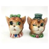Anthropomorphic Cat Couple Ceramic Salt & Pepper S