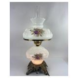 23ï¿½ï¿½ Floral Milk Glass Hurricane Lamp