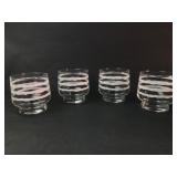 4 Pier 1 White Bands Old Fashioned Glasses