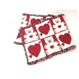 Teddy Bear & Heart Woven Throw Blanket